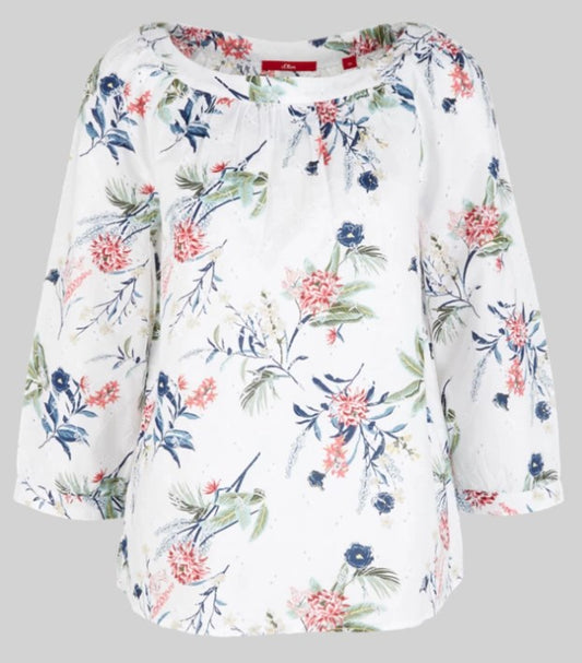 Блуза со вез и цветен дизајн